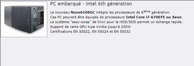 Nouveau PC industriel NEOUSYS Nuvo6108GC - nVidia RTX2080-11MB