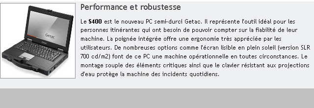 Nouveau PC semi-durci GETAC S400 G2