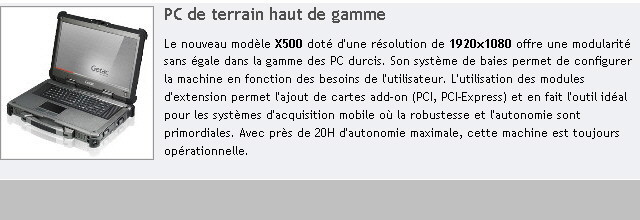 Nouveau PC durci GETAC X500