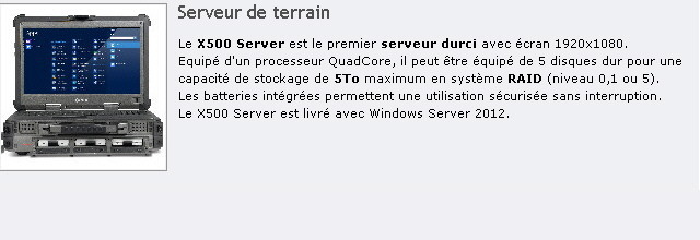 Nouveau Serveur durci GETAC X500 Server